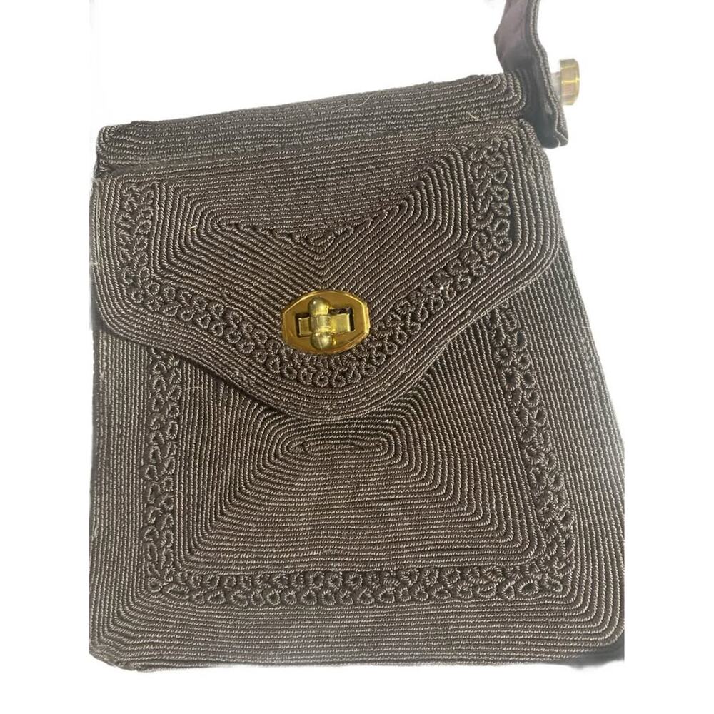 Brown Vintage Genuine Corde Evening Bag Art Deco - Picture 2 of 7